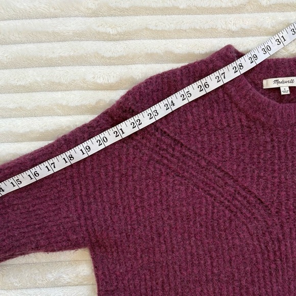 NWT MADEWELL Wool Belfiore Ribbed Pullover Sweater in Heathered Violet Medium - Picture 9 of 9